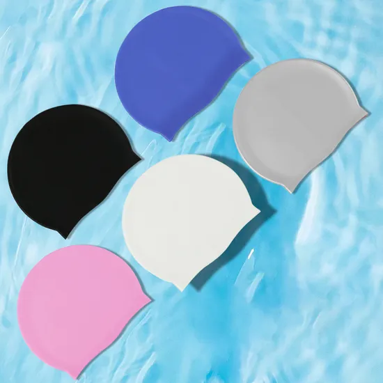 Touca de natação personalizada de silicone 100% ecológica de alta elasticidade, resistente ao desbotamento e popular