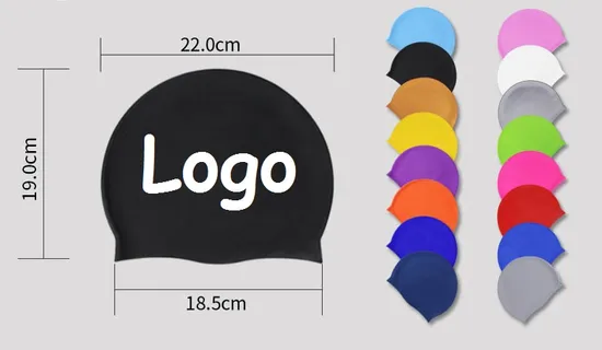 Touca de natação profissional esportiva OEM com impressão personalizada do fabricante e logotipo colorido impresso em silicone