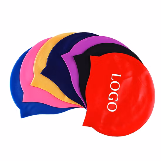 Touca de natação de silicone para crianças, touca de natação para adultos, touca de natação personalizada e impressa