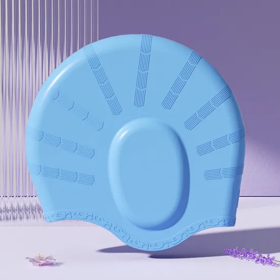Touca de natação de silicone de cor sólida com proteção auricular para adultos
